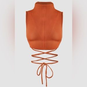 Size2 Burnt Orange Wrap Cropped Tanktop
